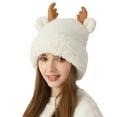 thumbnail image 2 of UTSJKR Women Warm Hat Cute Reindeer Antlers Knitted Winter Hats Crochet Earflap Knit Cap Beanie for Adults Kids White, 2 of 3