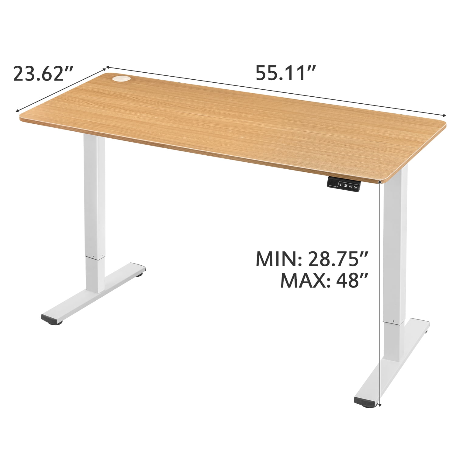Homall 55" × 24" Electric Height Adjustable Standing Desk Home Office Computer Desk Memory Preset with T-Shaped Metal Bracket, White&Wood