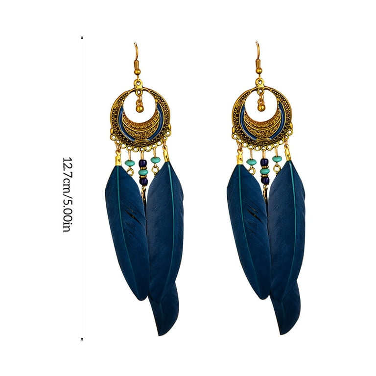 Linyer 1 Pair Earrings Vintage Style Long Wear-resistant Pendant Party  Supplies Jewelry Decor Fashion Accessory for Banquet Daily Dress Navy -  Walmart.com
