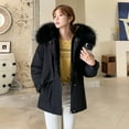 thumbnail image 4 of IROINNID Women's Winter Warm Mid-Length Coat Solid Color Parka Long Sleeve Outwear, Black, 4 of 9