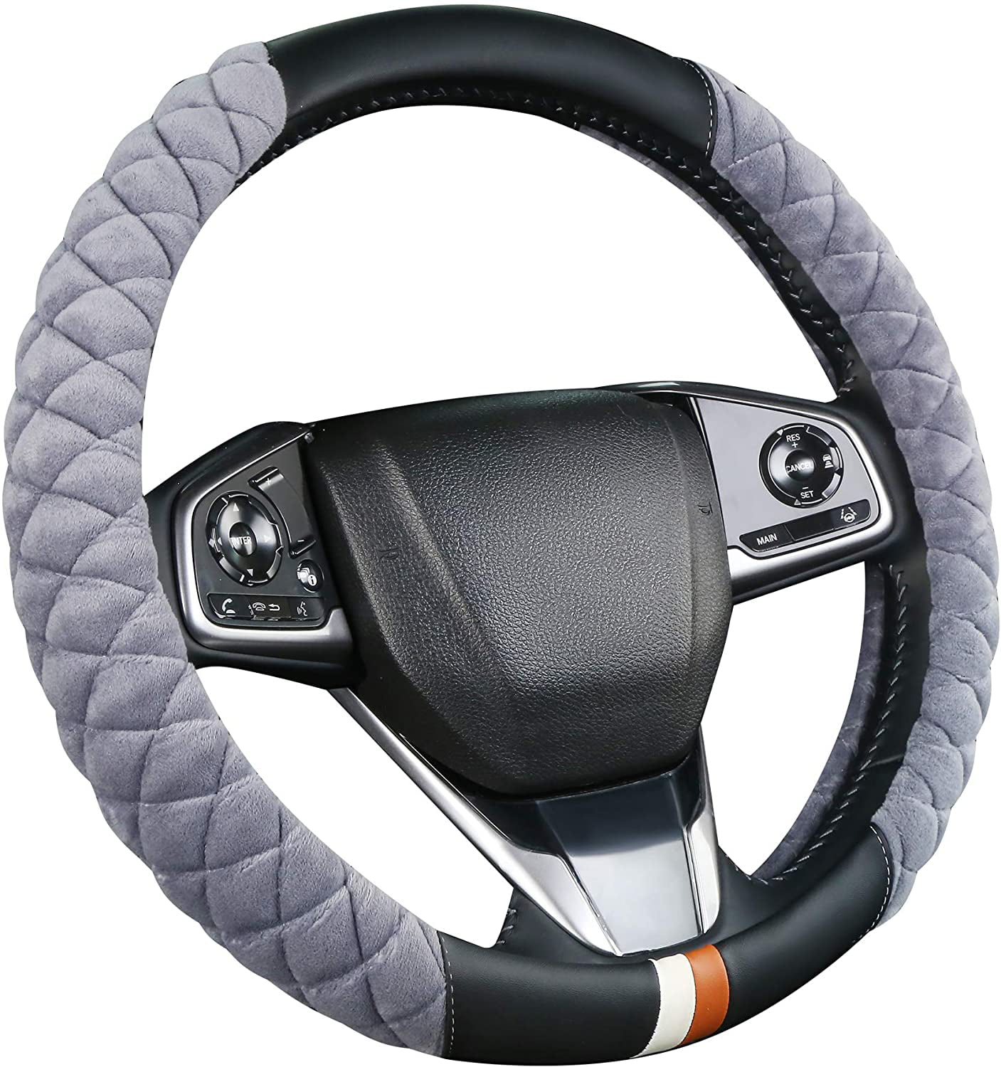 Universal 15 inch Crimson Leather Auto Car Steering Wheel Cover Leather for Men and Women Non-Slip Breathable Soft and Comfortable 