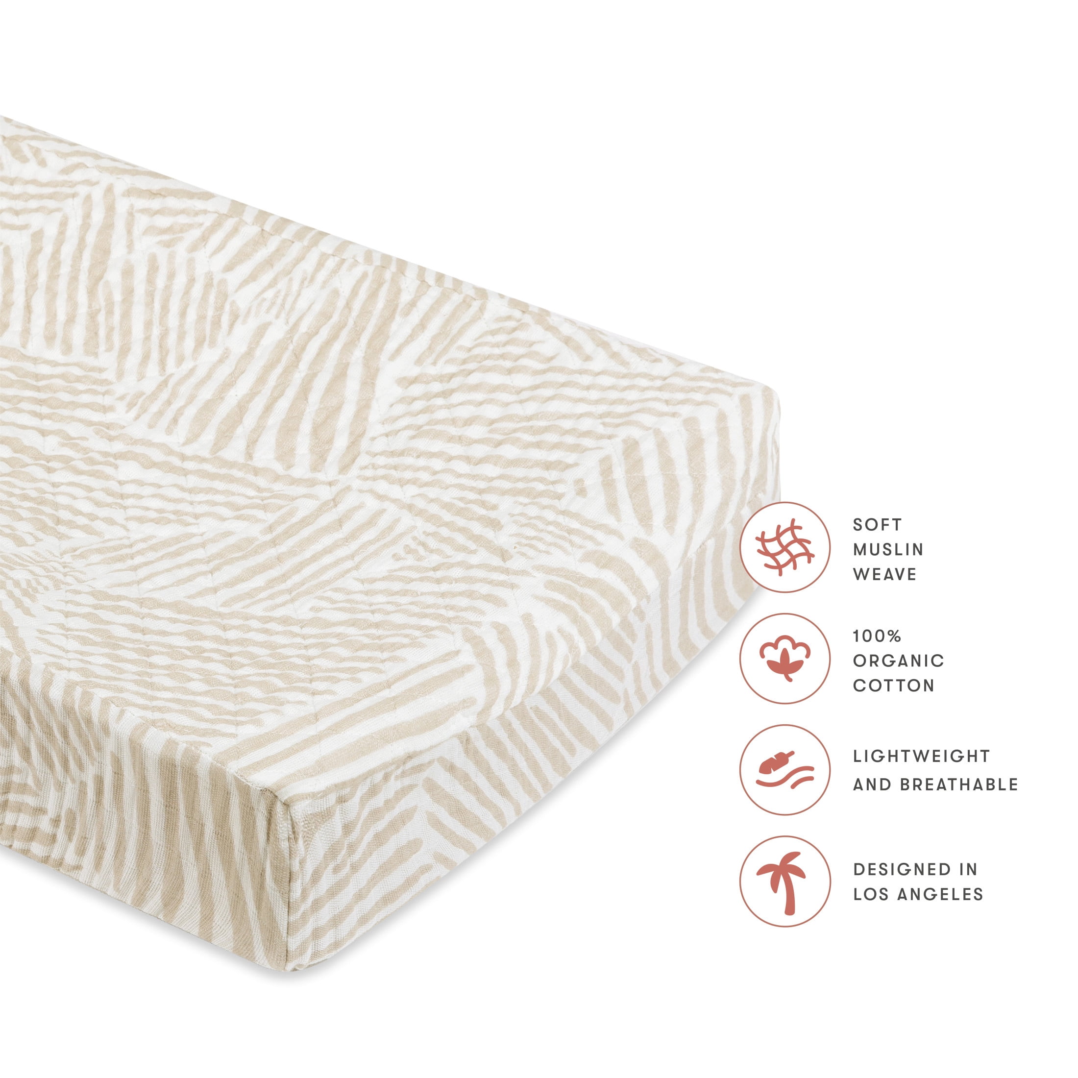 Babyletto Quilted Changing Pad Cover in GOTS Certified Organic Muslin Cotton