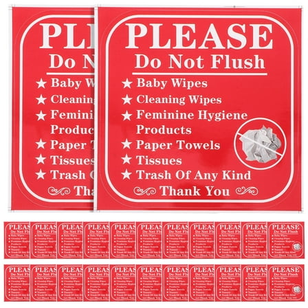 OUNONA 24Pcs Red Please Do Not Flush Stickers Bathroom Warning Labels for Toilet Reminder