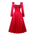 thumbnail image 2 of Wancir Women's Floral Print Puff Long Sleeve Maxi Dress Sexy Square Neck Tie A-line Beach Dresses, 2 of 9