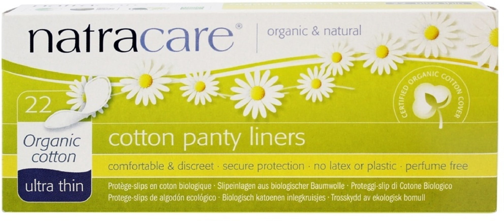 Natracare Organic Cotton Panty Liners Ultra Thin 22 ea (Pack of 4