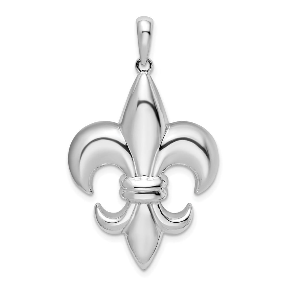 Fine Sterling Silver Fleur-de-Lis Charm Pendant Necklace