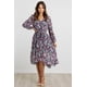thumbnail image 2 of Vestido PRETTYGARDEN con estampado floral bohemio, manga larga, cuello en V, XXL, 2 of 5