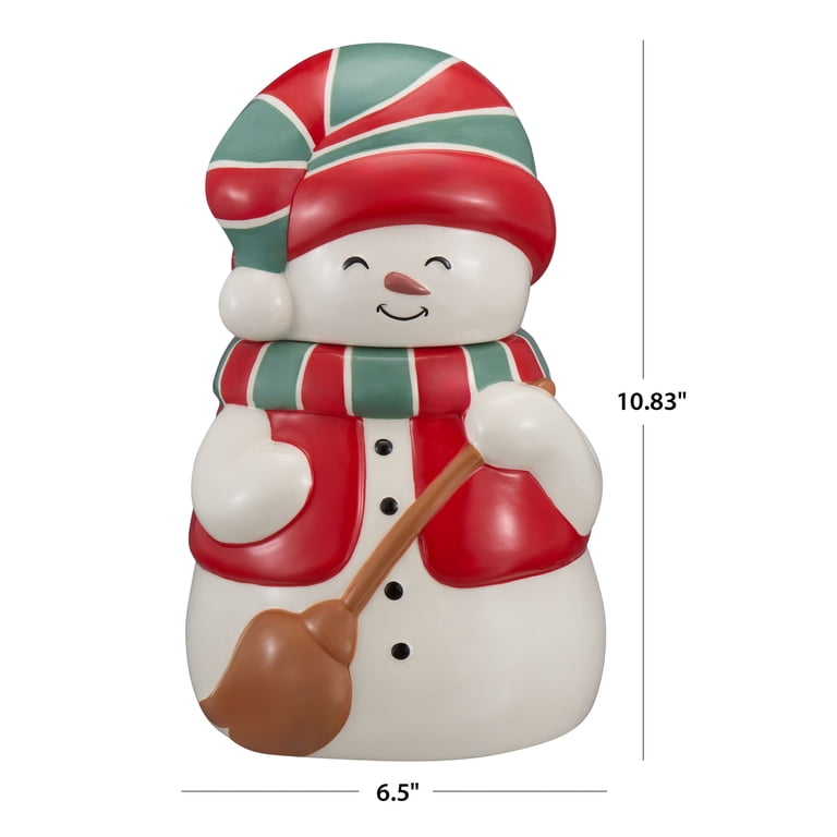 クリスマス man Holiday Time 73-Oz Snowman Glazed Earthenware Ceramic Treat Jar