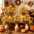 thumbnail image 5 of Linnome Full Bush Artificial Autumn Plum Blossom Bouquet Fall Harvest Floral Bush for Porch Basket Table Vase Decor, 5 of 7