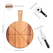 TJ POP 3-Pieces Pizza Peel Set,12 Inch Pizza Cutting Board Set With Pizza Cutter And Server