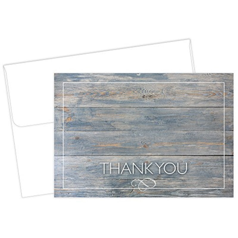 50ct Gray Driftwood Thank Card Pack