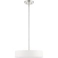 thumbnail image 2 of 4 Light Brushed Nickel Chandelier with Hand Crafted Off White Fabric Hardback Shade, 2 of 7