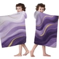 thumbnail image 4 of Purple Gold Wave Marble Hooded Bath Towel，50"x30" for Ages 3 To 12 Kids, Quick Dry Lightweight Soft Microfiber Hood Beach Towel Cover Up for Kids, 4 of 7