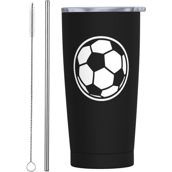 Soccer Tumbler 20oz Funny Stainless Steel Insulated Tumblers with Lid and Straw Sport Travel Coffee Mug Tea Wine Cups Water Bottle Sport Gifts for Women Men Sports Lover