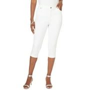 Roaman's Women's Plus Size Invisible Stretch Contour Capri Jean - 42 W, White Denim