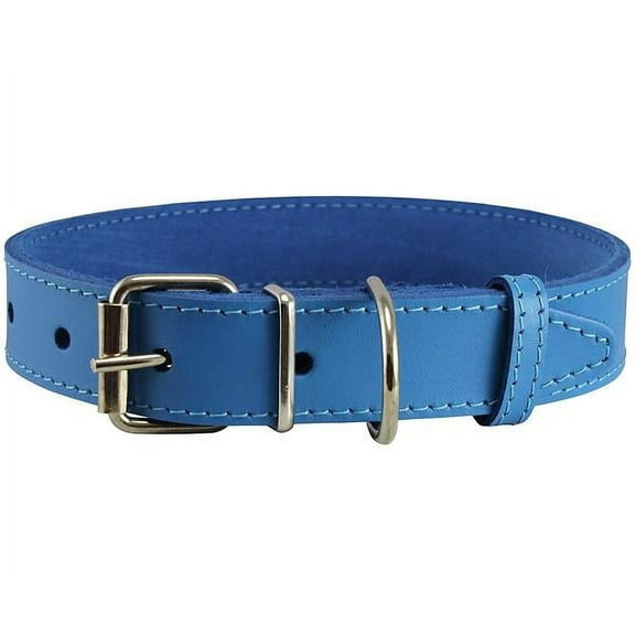 Genuine Leather Dog Collar Blue 4 Sizes (13"-16" Neck; 3/4" Wide)