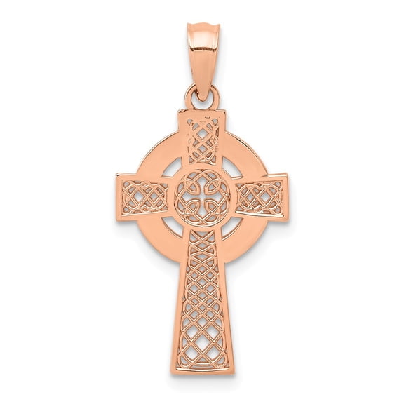 14k Rose Gold Celtic Cross Pendant Charm