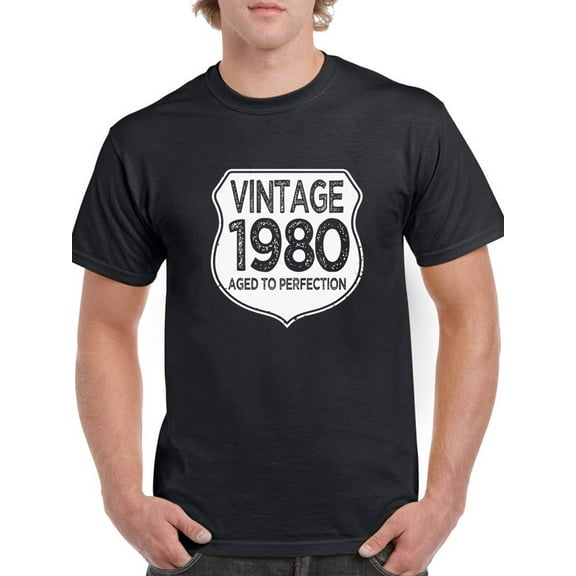 1980 Aged To Perfection Men T-Shirt, Male Medium