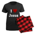 thumbnail image 5 of CafePress - I Love Jesus Women's Dark Pajamas - Women's Short Sleeve Print T-Shirt and Pants Dark Cotton Pajama Set, 5 of 7