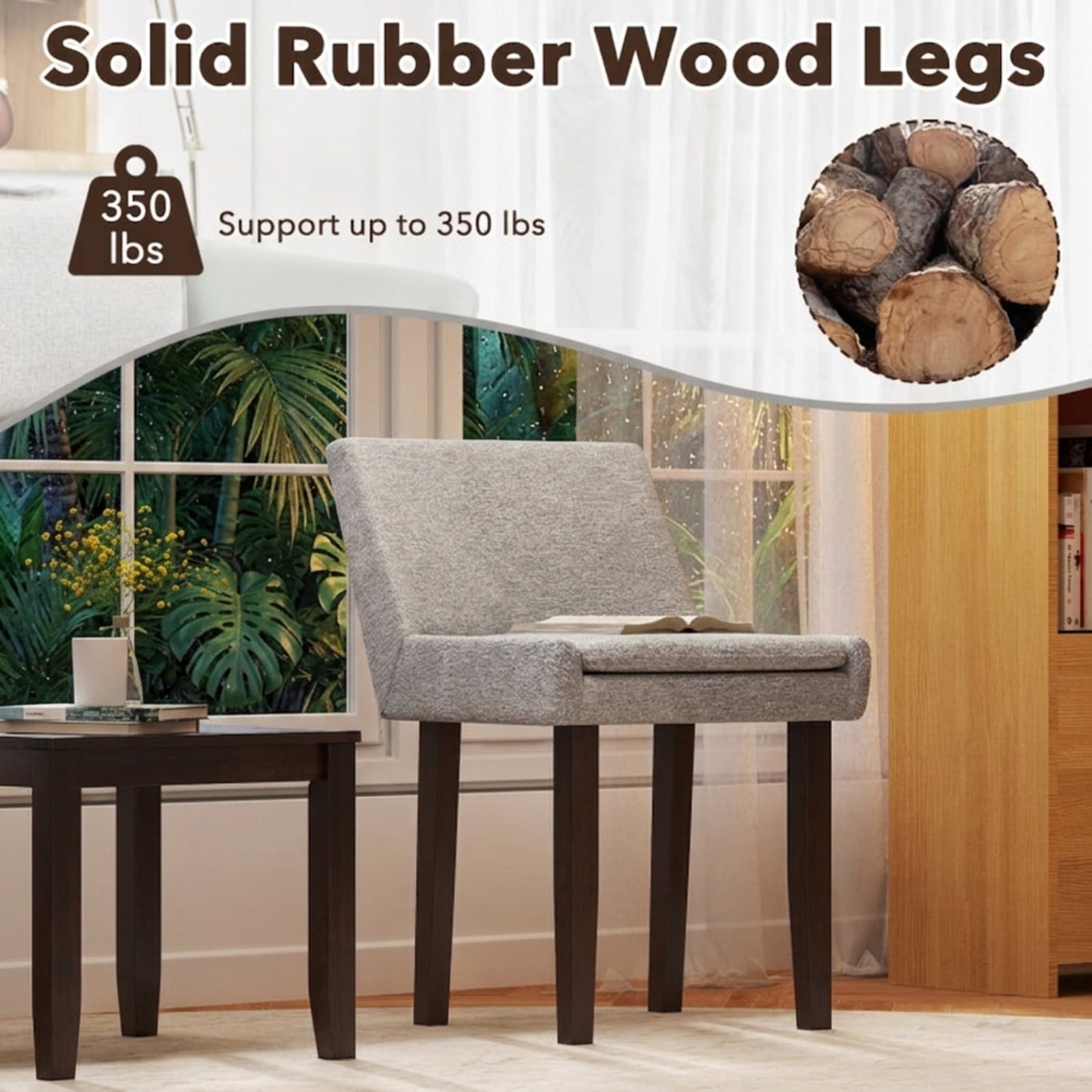 Furnibear Modern Upholstered Fabric Side Leisure Chair Set of 2 for Kitchen Dining Room Living Room Home, Gray