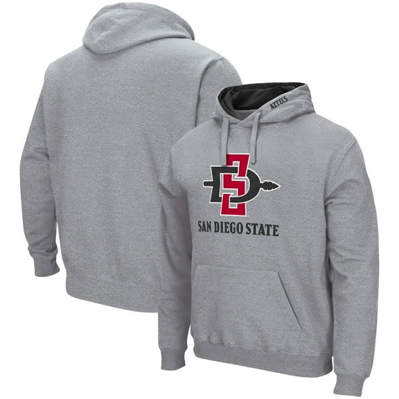 Men's Colosseum Heather Gray San Diego State Aztecs Arch & Logo 3.0 Pullover Hoodie