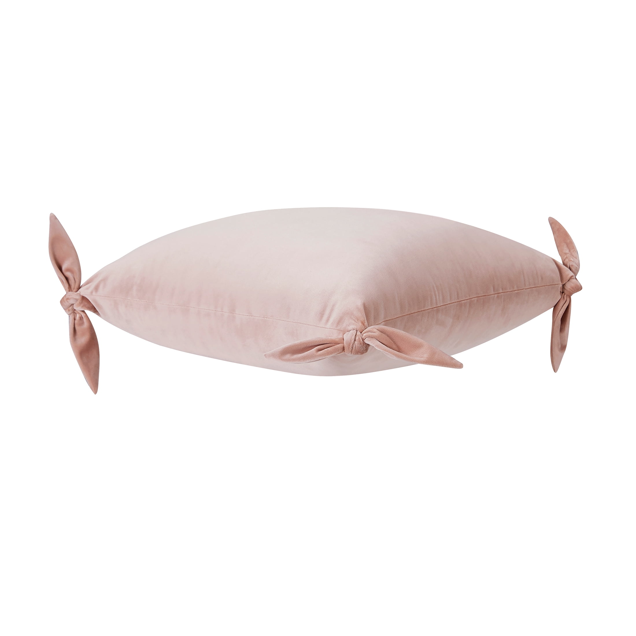 My Texas House 20" x 20" Solid Rose Pink Velvet Tie Decorative Pillow