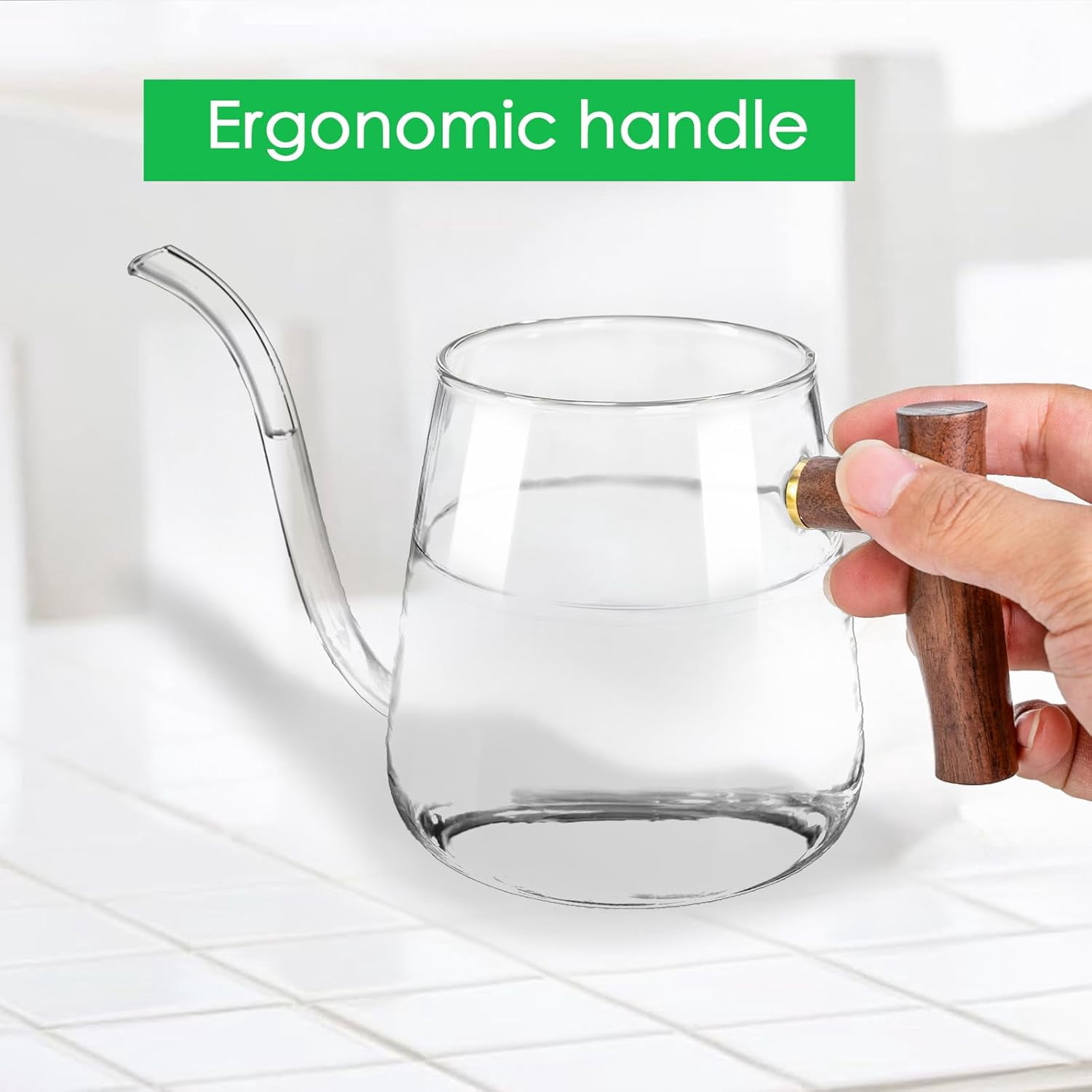 Watering Can Indoor Plants, 27 OZ Glass Can, Long Curved Spout, Suitable for Bonsai Garden Flower Decoration