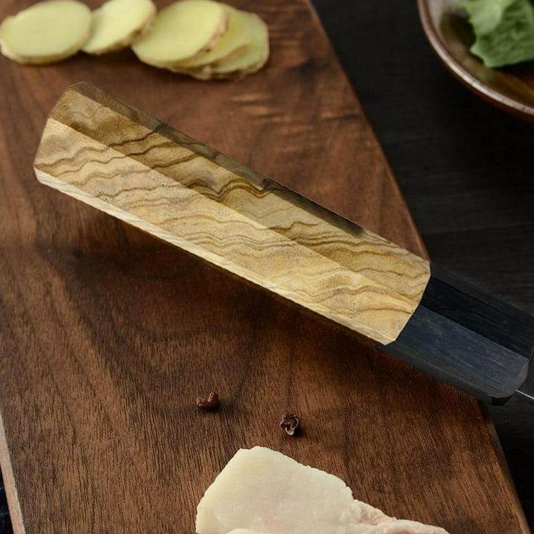 FULLHI Portable Butcher Chef Knife Set High Carbon Steel Slicing Knives  Full Tang Sandalwood Handle Vegetable Cleaver with Knife Bag for Home BBQ  Camping
