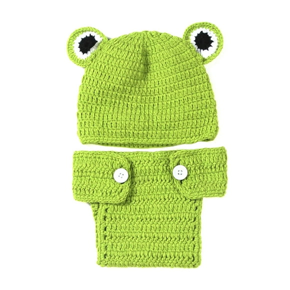 Lindo estilo rana bebé recién nacido hecho a mano crochet gorro ropa bebé accesorios de fotografía