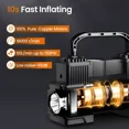 thumbnail image 3 of Led Light Portable Air Compressor With Digital Pressure Gauge, Tire Inflator For Car Bikes Motorcycles, Heavy Duty Double Cylinder Direct Drive Fast Inflation Black, 3 of 5