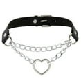 thumbnail image 2 of Guodhu PU Leather Punk Choker Necklaces Circle/Heart Charm Adjustable Collar Necklace for Women, 2 of 5