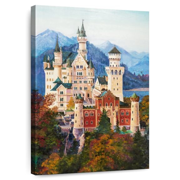 Elephant Stock Neuschwanstein Castle Grounds Wall Art - Vertical Canvas Wall Art - Living Room Wall Decor - Architecture Canvas - Beige And Brown Decor - 8" x 12"