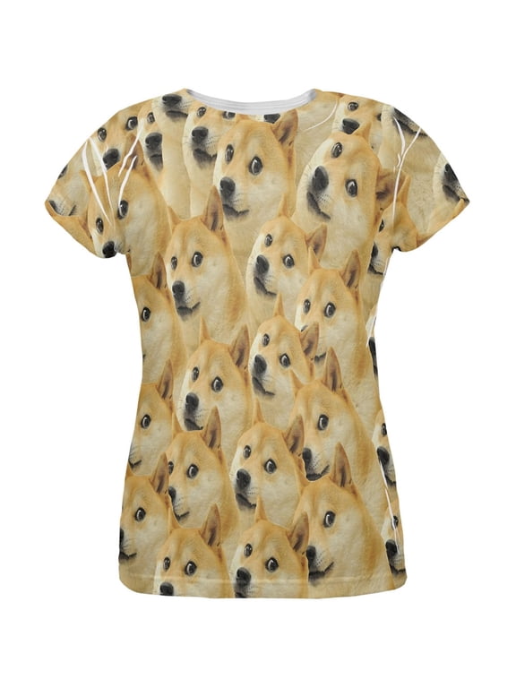 Doge Meme All Over Womens T-Shirt - Large