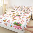 thumbnail image 3 of Manfei Boys Girls Xmas Gingerbread Man Snowflakes 4 Pieces Queen Sheet Sets,Merry Christmas Ultra Soft Flat Sheet,Happy New Year Queen Fitted Sheet,Luxury Bedroom Decor, 3 of 7