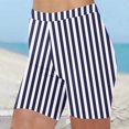 thumbnail image 2 of Lenpel Biker Shorts for Women Soft Striped High Waisted Stretch Workout Yoga Shorts Athletic Running Shorts, 2 of 5