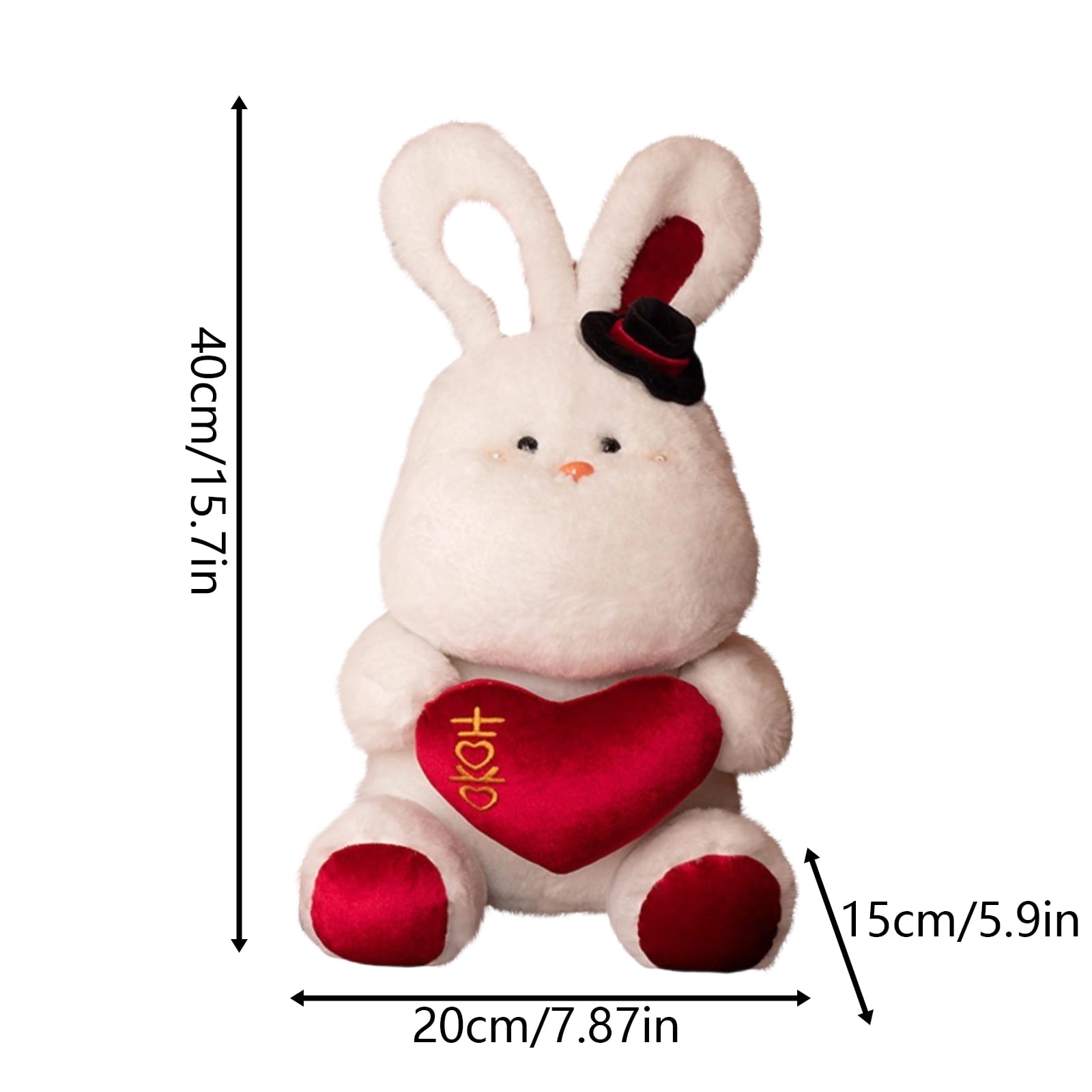 Pair of Wedding Rabbit Plush Toys, 15.7in Stuffed Animal Bunny Couple, Soft Decorative Plushie for Anniversary, Romantic Home Decor Collectible, 2-Piece Set.