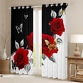 thumbnail image 2 of Homewish Boys Girls Chic Floral Red Rose Black Out Curtains,Happy Valentine'S Day Curtains Pack of 2 (42x63 Each),Romantic Couple Lover Butterflies Bedroom Curtains,Ultra Soft Home Decor, 2 of 6