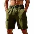 thumbnail image 3 of Kojanyu Men's Linen Flax Drawstring Cargo Shorts Regular & Plus Size Lightweight Breathable Casual Summer Beach Shorts with Pockets Sizes S-3XL, 3 of 7