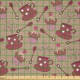 thumbnail image 2 of Ambesonne Coffee Fabric by the Yard Microfiber, Tea Cups Muffins and Spoons, 3 Yards, Warm Taupe Pink, 2 of 2