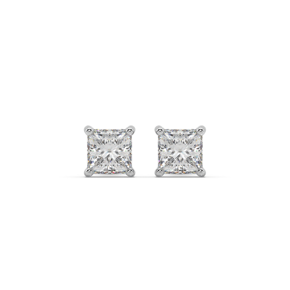 GSI Certified PR 1.00 Carat (CTTW) Diamond Studs In 14K White Gold (G-H/I2-I3) With Push Back Post By Jolene Jarrett.