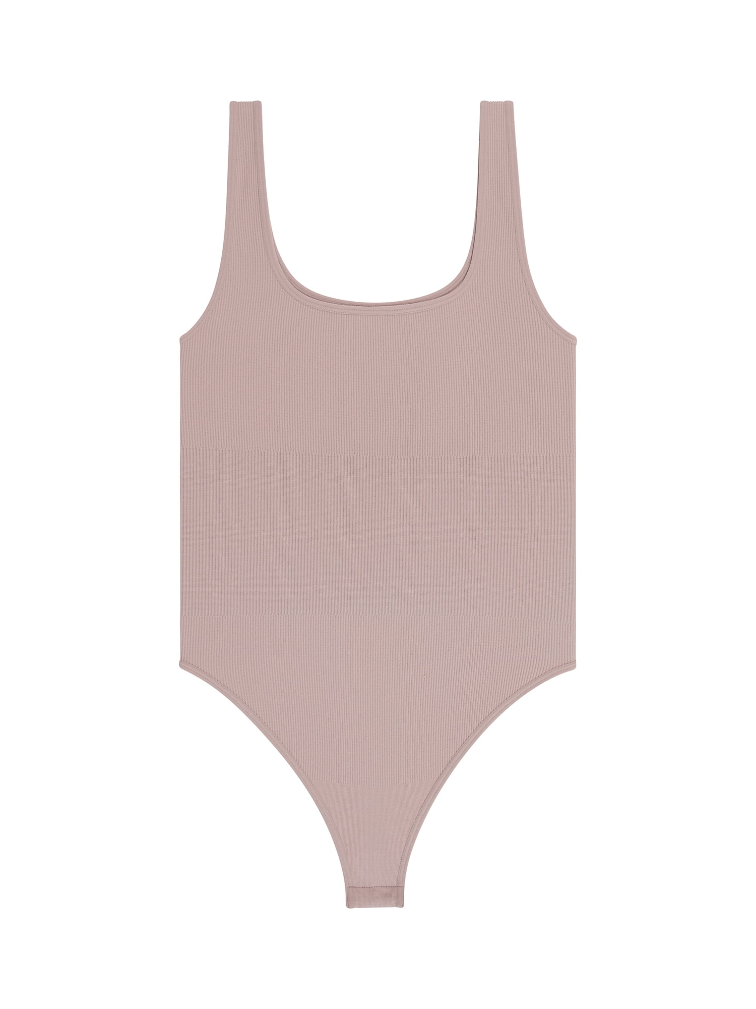 No Boundaries Women's Seamless Smoothing Rib Square Neck Bodysuit, Sizes XS-XXXL