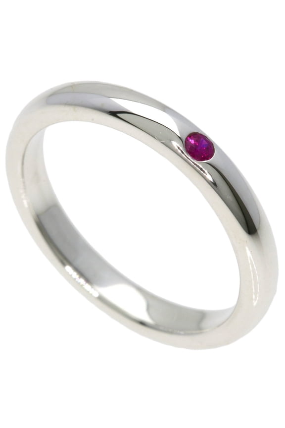 Pre-Owned Tiffany & Co. Stacking Band Ruby Ring, Silver, Women's.