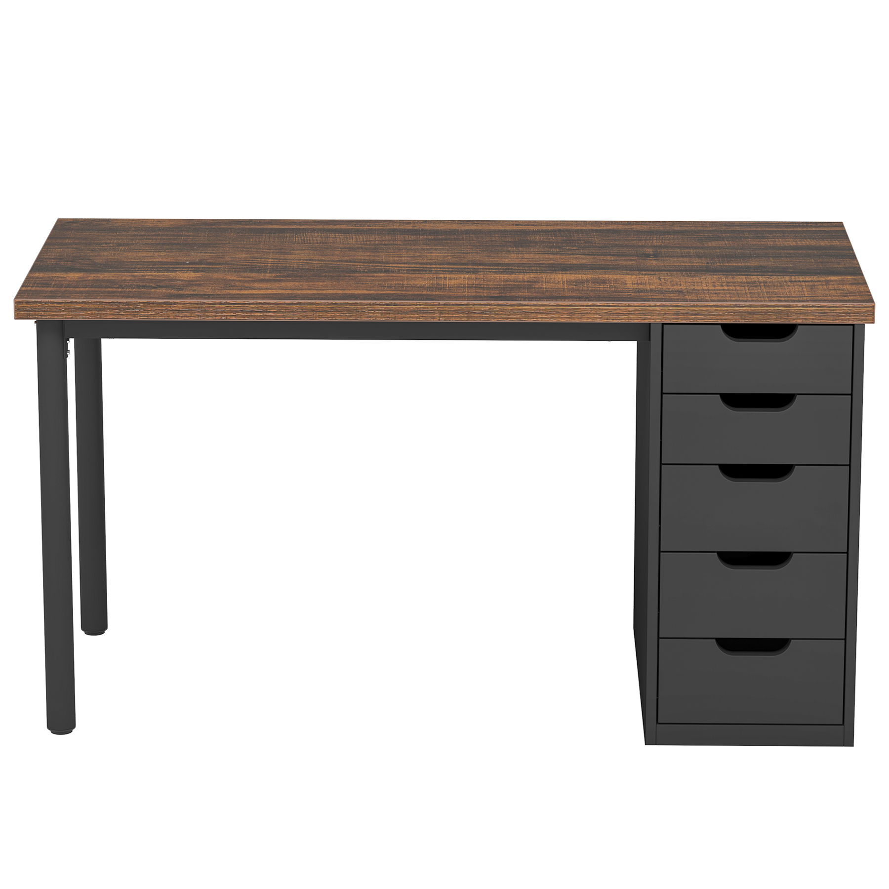 Fnova 47.24" Computer Desk with 5 Drawers, Reversible File Cabinet, Writing Workstation for Home Office Bedroom Study Makeup Vanity Desk Furniture