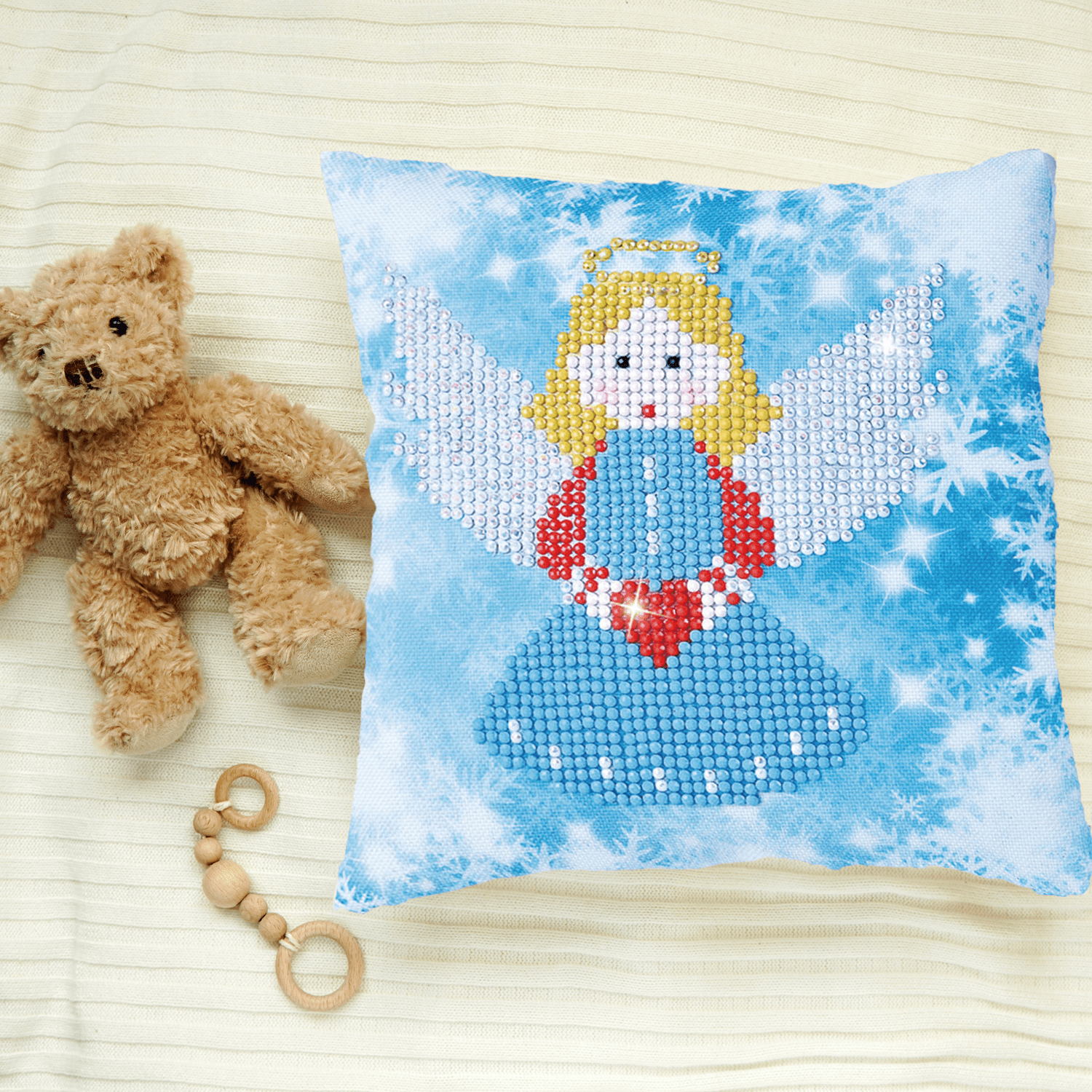 Diamond Dotz Kits - Christmas Angel Pillow Diamond Painting Artwork Kit, Christmas Diamond Art, Diamond Dotz Kits for Adults, Diamond Painting Angels, Angels Diamond Painting, Diamond Art Christmas