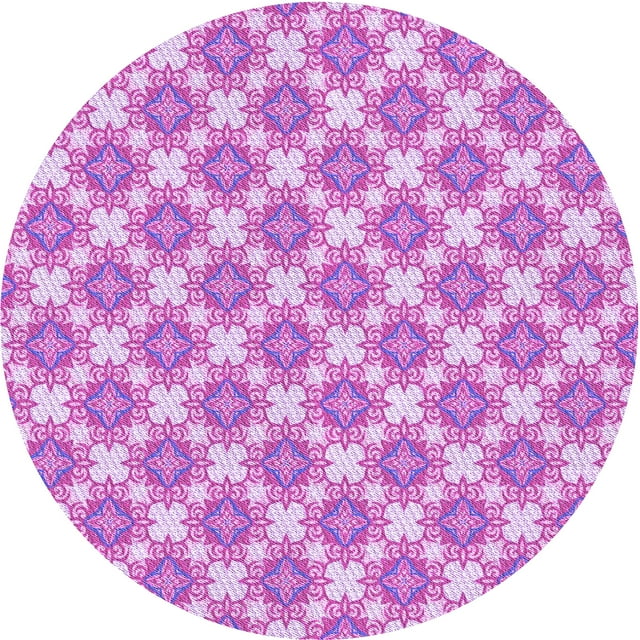 Ahgly Company Machine Washable Indoor Square Transitional Blossom Pink Area Rugs, 3' Square