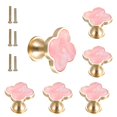 thumbnail image 1 of Perillas de armario SSYHQAX de aleación de zinc con forma de trébol rosa, 6 unidades, 1 of 7