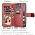 thumbnail image 5 of Samsung Galaxy S24 / S24 Plus / S24 Ultra Wallet Case, Luxury Cash Credit Card Slots Holder PU Leather Flip Cover [Detachable Magnetic Hard Case] & Kickstand & Wristlet Strap Cover, 5 of 8