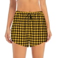 thumbnail image 2 of Daiia Retro Yellow and Black Houndstooth Pattern Women's 2 in 1 Running Shorts - Lightweight Athletic Workout Gym Yoga Shorts Liner with Phone Pockets-Large, 2 of 7