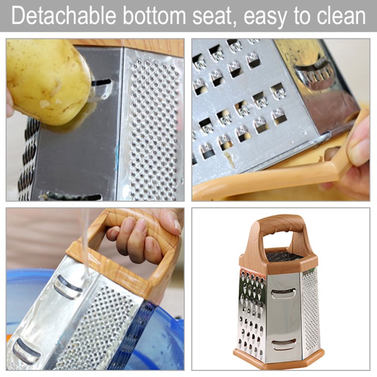  Kitchen Box Grater, Stainless Steel Cheese Grater - 6