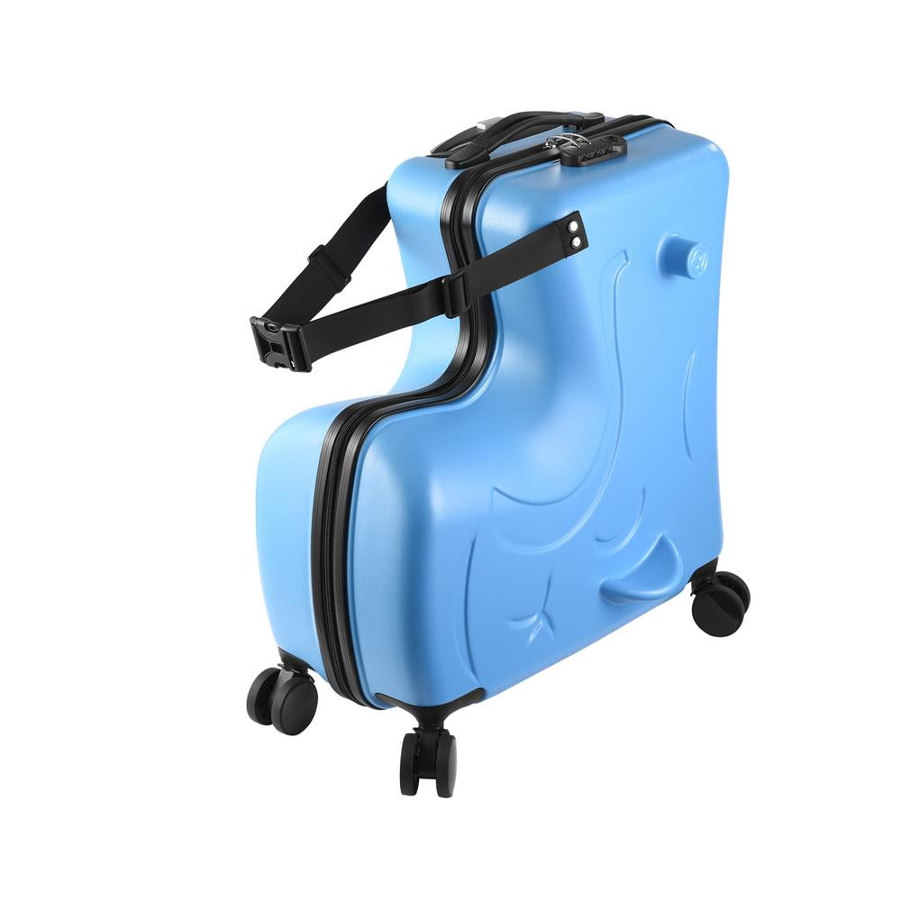 Flroha Ride on Suitcase for Kids Carry-On Luggage Cabin Luggage with Wheels Cute Hardside Kids Suitcase with Safety Belt for Toddler Boys Girls Airplane Travel effectual